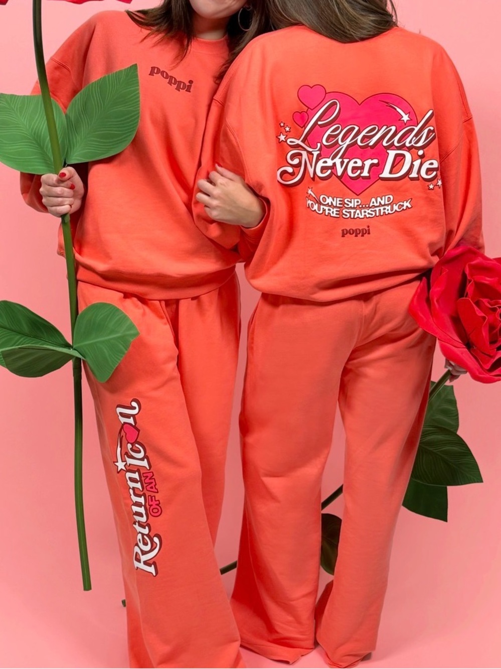 Poppi Coral Sweatshirt and Sweatpants set